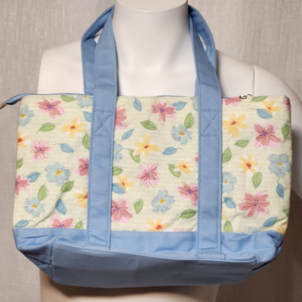 Longaberger Basket Mother's Day Blue Floral Tote Bag Multipurpose - Picture 5 of 11